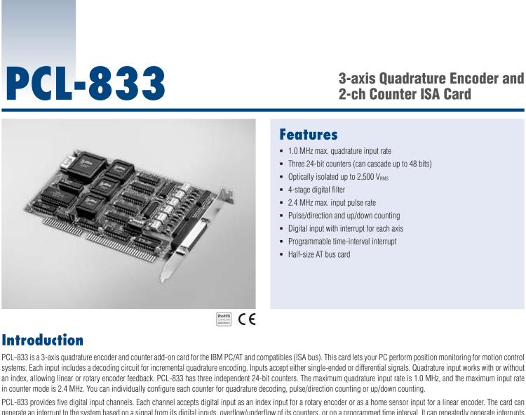 研華PCL-833 三軸正交編碼器、計(jì)數(shù)器卡