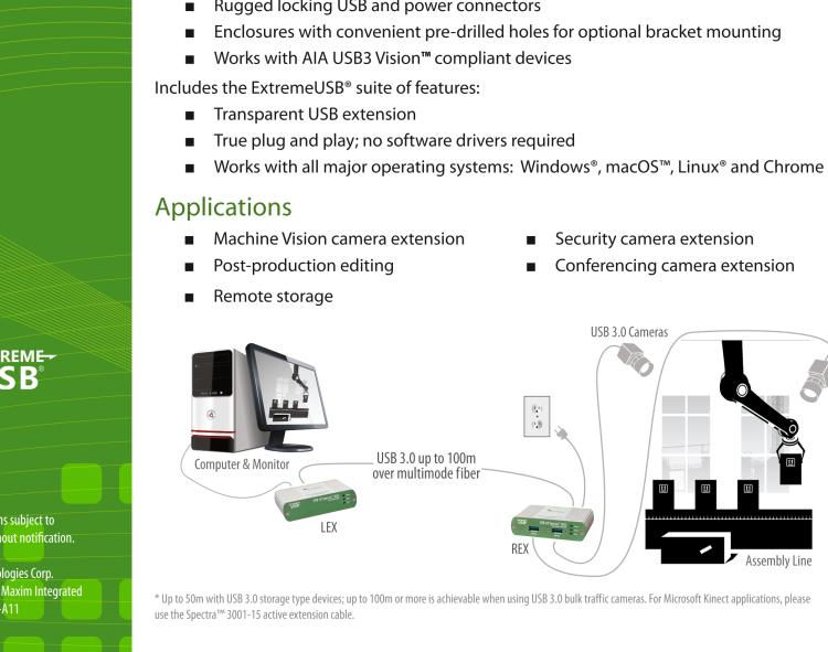 研華BB-00-00328 2-port USB 3.0 Extender, MM Fiber, 100m, 100-240V Power Adapter, Locking EU Power Cord (Spectra 3022)