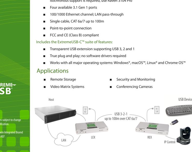 研華BB-00-00421 USB Extender, 4 Port, USB 3.1 over CAT 6a, 100m, US Power Supply