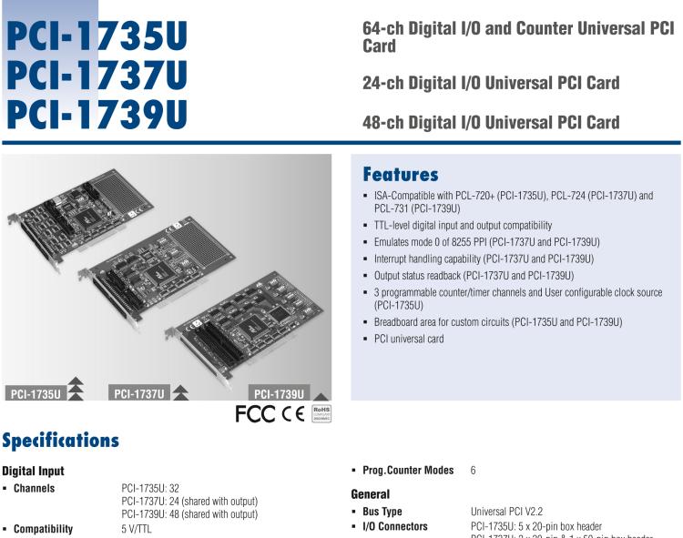 研華PCI-1735U 64通道TTL數(shù)字輸入/輸出計(jì)數(shù)卡