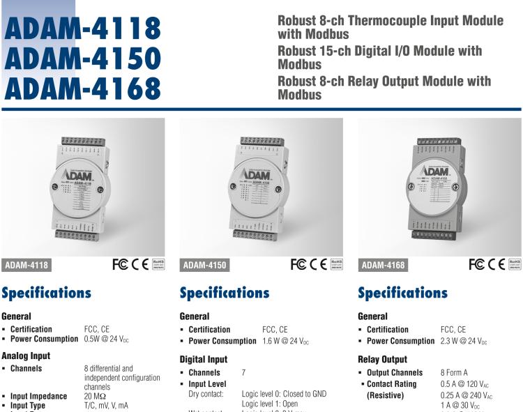 研華ADAM-4118 堅(jiān)固型8路熱電偶輸入模塊，帶Modbus