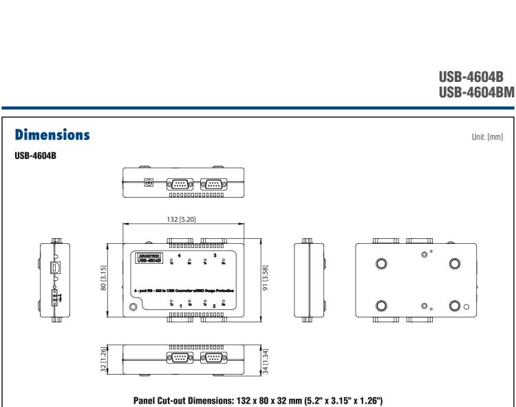 研華USB-4604B USB轉(zhuǎn)4端口RS-232轉(zhuǎn)換器，帶浪涌保護