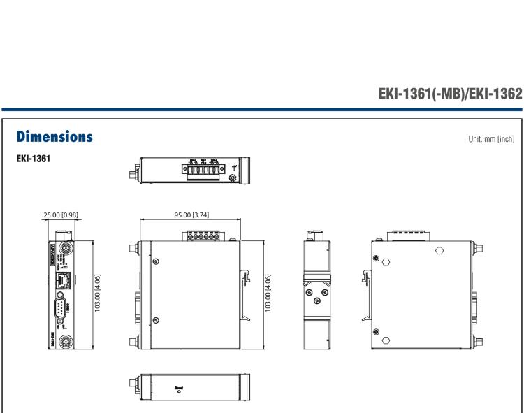 研華EKI-1361-MB 1-port RS-232/422/485 to 802.11 a/b/g/n WLAN Modbus Gateway