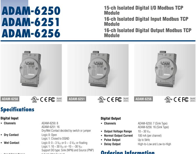 研華ADAM-6251 支持Modbus TCP的16路隔離數(shù)字量輸入模塊