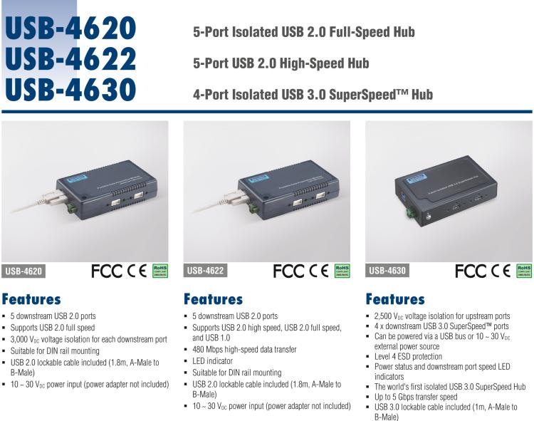 研華USB-4620 ULI-415C 電路模塊，5端口隔離USB2.0集線器