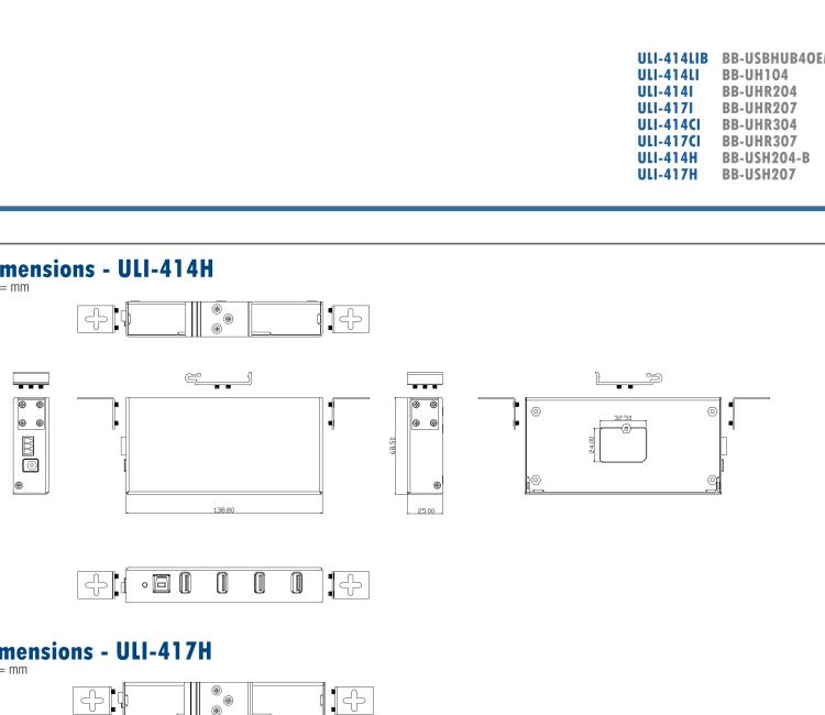 研華BB-USBHUB4OEM ULI-414LIB-工業(yè)USB 2.0集線器，4端口，高穩(wěn)固力連接器