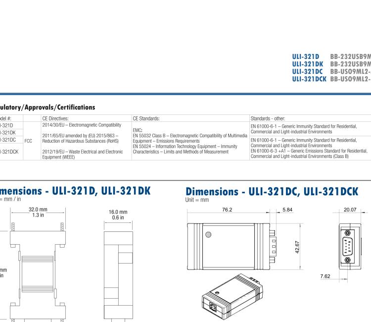 研華BB-232USB9M-LS ULI-321DK USB 2.0到RS-232轉(zhuǎn)換器，DB9公頭 端口號鎖定