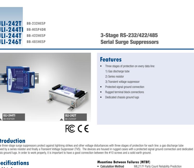 研華BB-232HESP ULI-242T RS-232（接線端子）高性能浪涌保護器