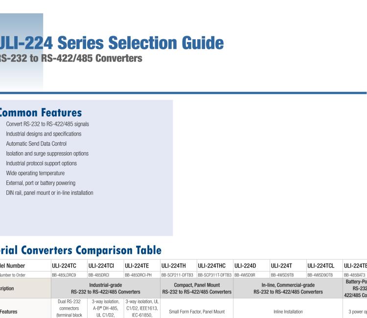 研華BB-485BAT3 ULI-224TB RS-232（DB9母頭至RS-422/485（接線端子）轉(zhuǎn)換器，電池供電